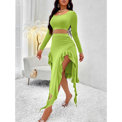Ruffle Asymmetrical Skirt Two-Piece Outfit Set | Bold Summer Vibes Style 2025