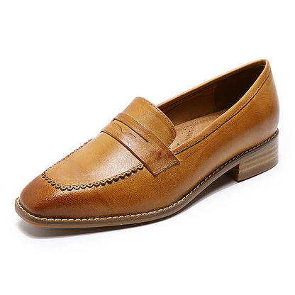 New Womens Soft Leather English Style Loafers Shoes
