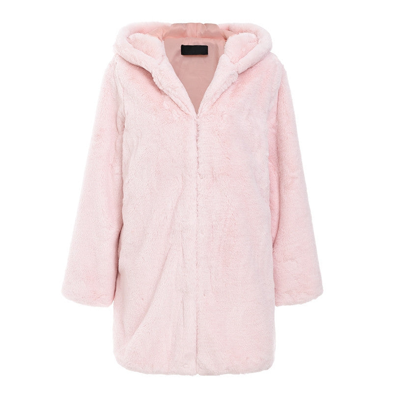 Chic Pink Woolen Overcoats For Women