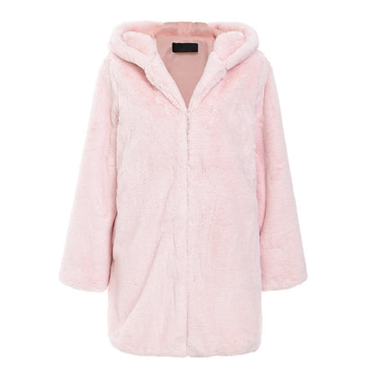 Chic Pink Woolen Overcoats For Women
