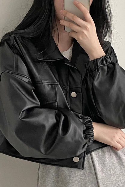 Chic Street Style Short PU Leather Jacket for Women