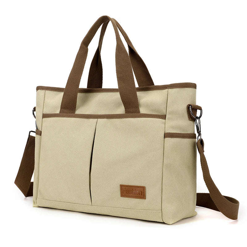 Women's Canvas Top-Handle Bag – Shoulder & Crossbody Travel Tote Handbag