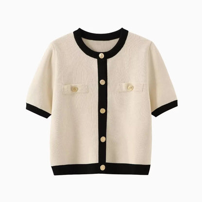 Parisian Elegance: O-Neck Long-Sleeve Knit Coat