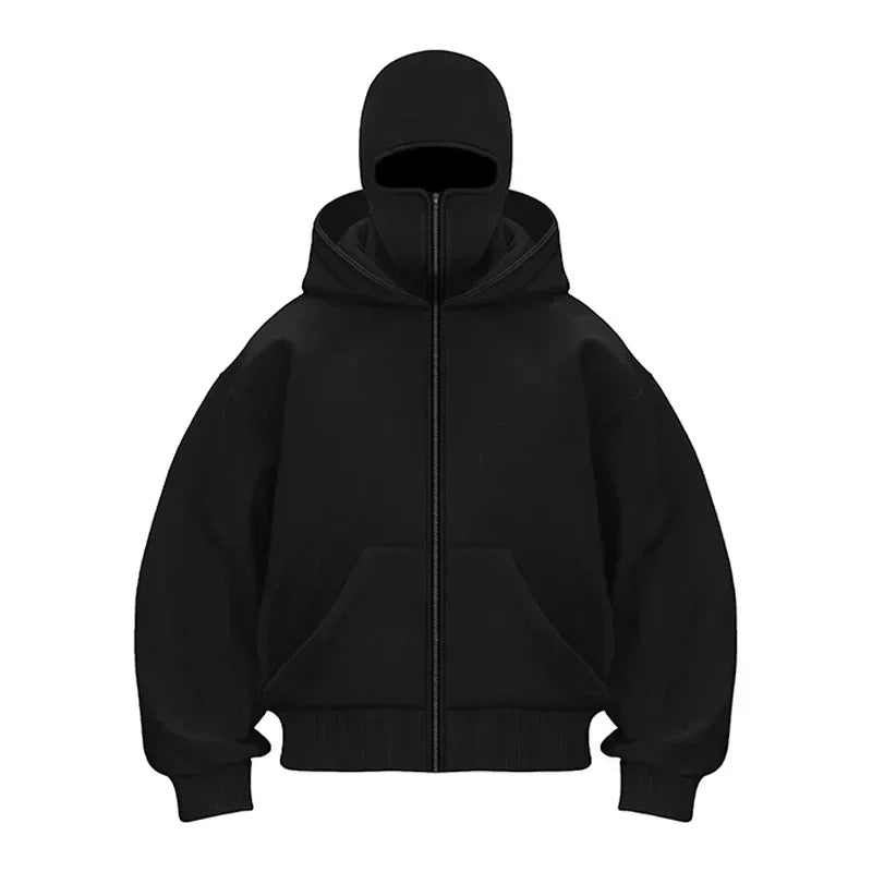 2025 Barrack Hooded Sweatshirt – Unisex Face Mask Zipper Hoodie for Winter Streetwear