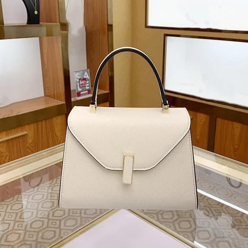 Office Ladies PU Leather Tote Handbag – Fashion Design Messenger Bag for Women, Elegant Flap Shoulder Crossbody Bag