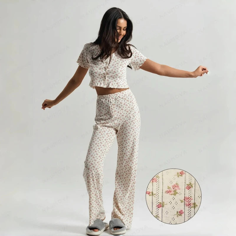 Casual Loose Long Sleeve Cardigan Short Pajamas 3 Piece Sets