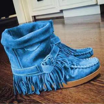 Fringe Middle Boots for Women | Suede Tassel Chic Buckle Fashion Boots