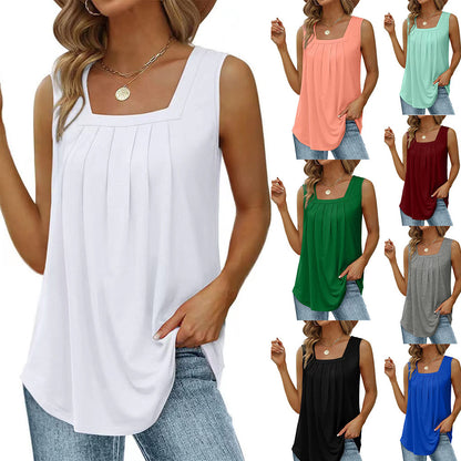 Loose-Fit Pleated Tank Tops for Women – Summer Casual & Layering Outfit