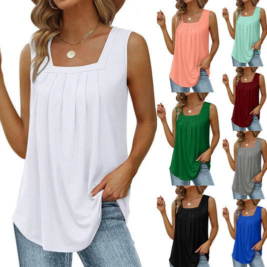 Loose-Fit Pleated Tank Tops for Women – Summer Casual & Layering Outfit