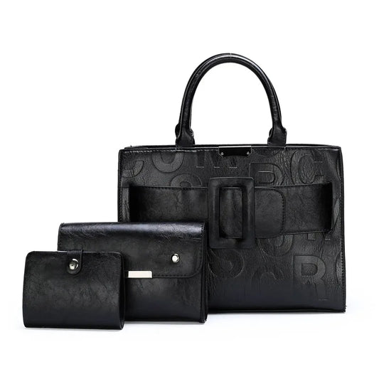Structured PU Leather Composite Bag Retro Letter Print