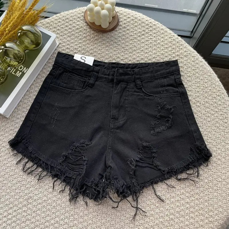 Summer Fashion Tassel Ripped Denim Shorts