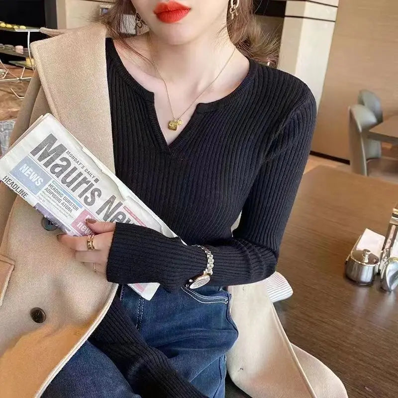 Thin V Neck Autumn Winter Sweaters For Women