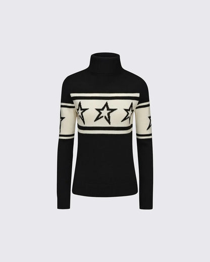 European & American Y2K Street Women’s High-End High-Neck Sweater – Star Stitching Pattern, Warm Knitted Pullover Sweater