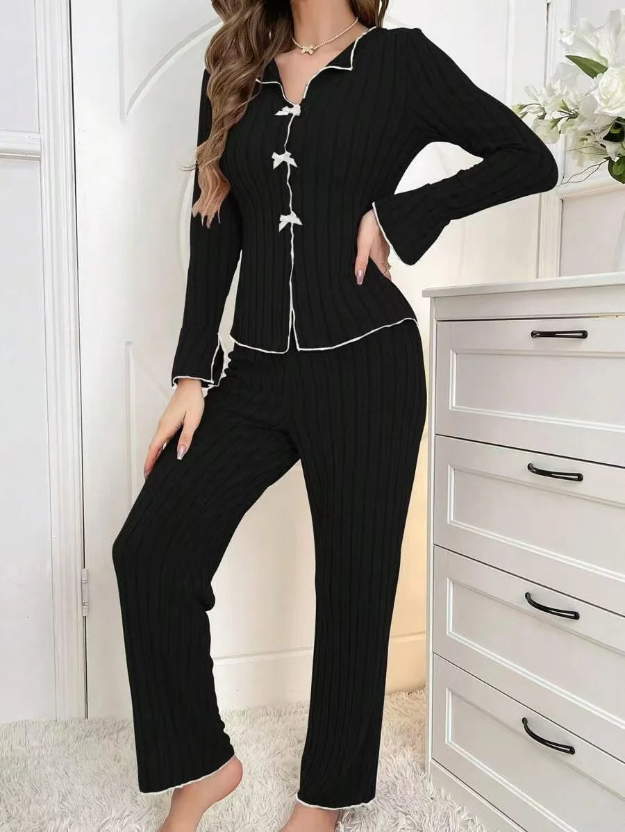 Women's 2-Piece Sleepwear Set – Cozy Autumn & Winter Homewear, Casual Fashion & Outerwear