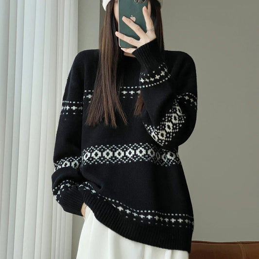 100% Wool Striped Sweater – Oversized Pullover for Winter 2026