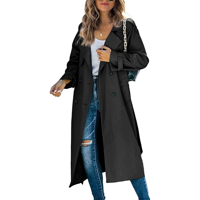 Business Windbreaker Jackets Casual Long Overcoat Y2K Autumn Trench Outwear Women Fashion Office Lady Outerwear Trench