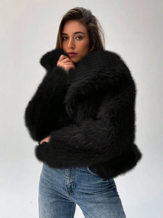 New Furry Hooded Loose Down Coats