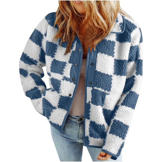 Ultra-Soft Checkered Fleece Jacket – Jackets for Women & Casual Winter Layering