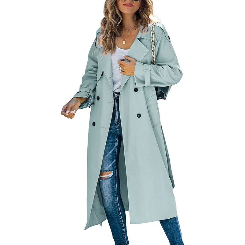 Business Windbreaker Jackets Casual Long Overcoat Y2K Autumn Trench Outwear Women Fashion Office Lady Outerwear Trench