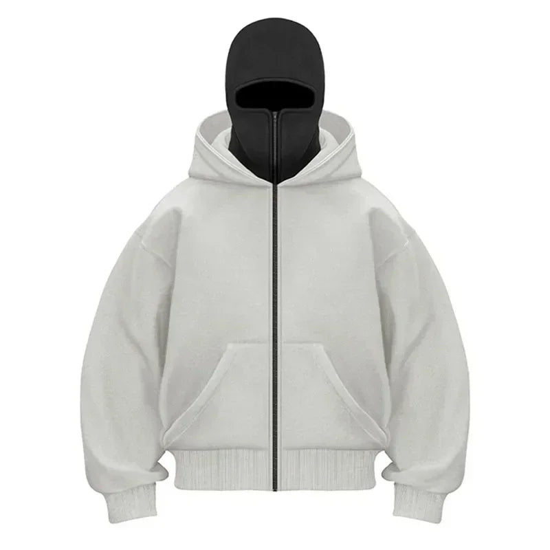 2025 Barrack Hooded Sweatshirt – Unisex Face Mask Zipper Hoodie for Winter Streetwear