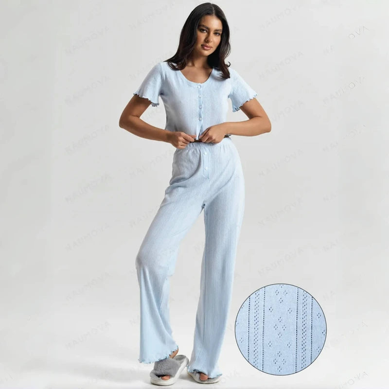 Casual Loose Long Sleeve Cardigan Short Pajamas 3 Piece Sets