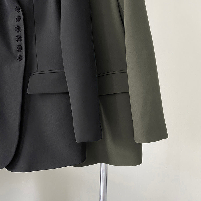 High-Grade Diagonal Button Blazer-Style Top – Blazer Outfits for Women & Chic Street Style