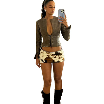 Women’s Spring Zipper Mini Skirt – Chic Streetwear Summer Outfit