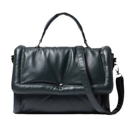 Retro One-Shoulder PU Leather Handbag Horizontal Square