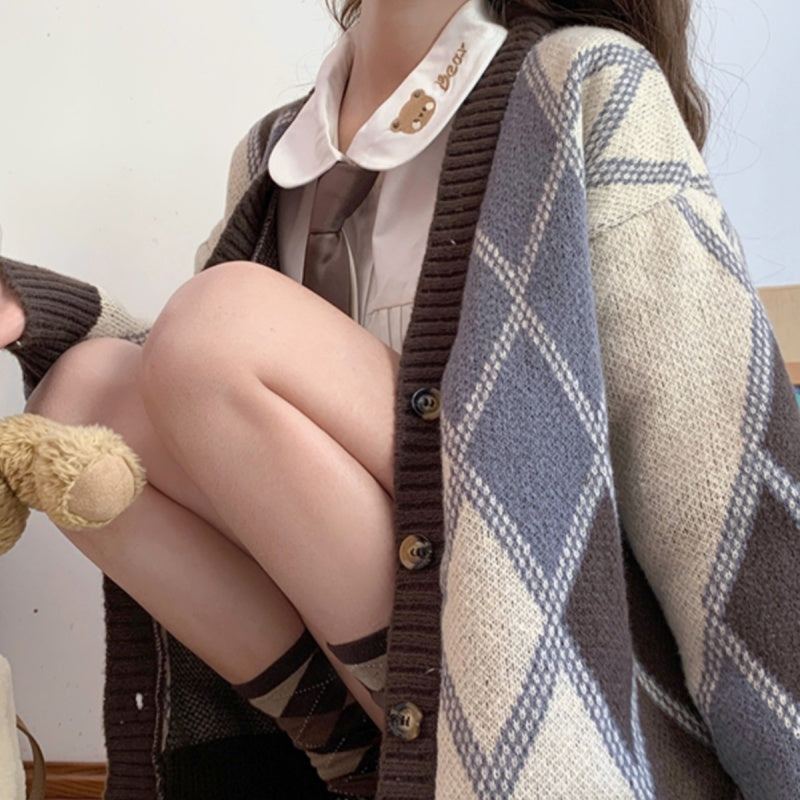 Colorful Knit Cardigan Coat for Effortless Cozy Chic Autumn Street Style