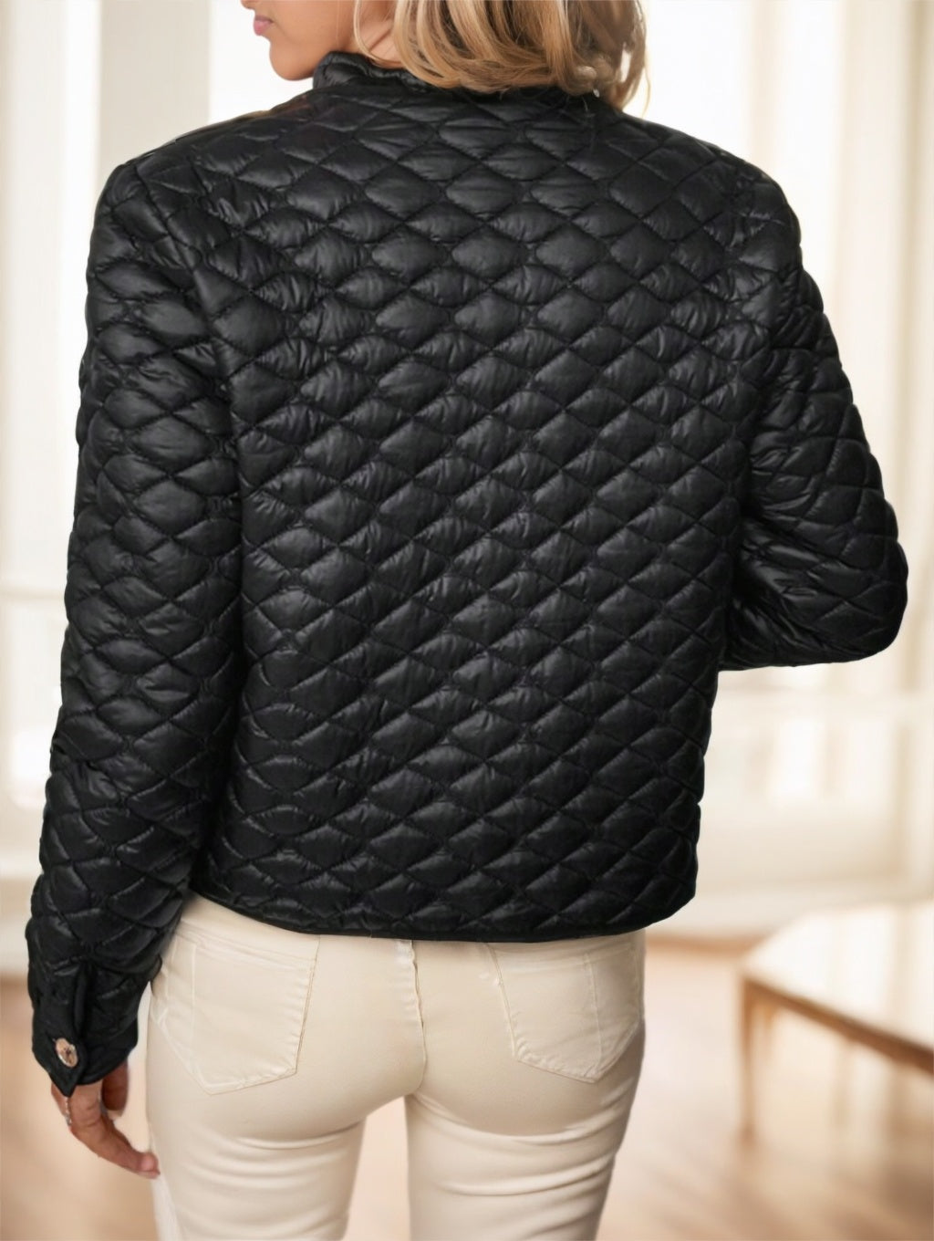 Diamond-Quilted Plus Size Short Winter Coat for Women | Elegant & Warm Padded Puffer Jackets