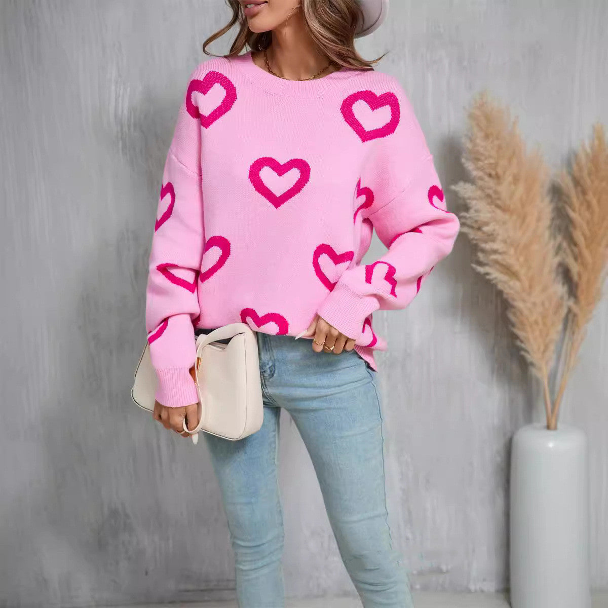 Valentine's Day Plus Size Street Style Pullover Sweater