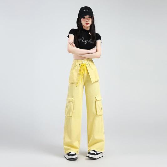 Lemon Yellow High-Waist Wide-Leg Overalls – Chic Socialite Style