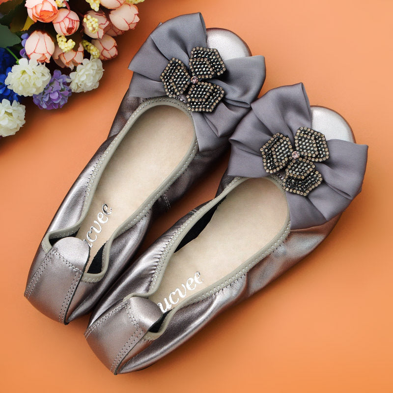 Womens Crystal Ribbon Design Transparent Low Heel Summer Shoes