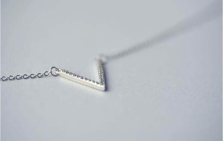 925 Sterling Silver Letter Shiny Zircon Necklace