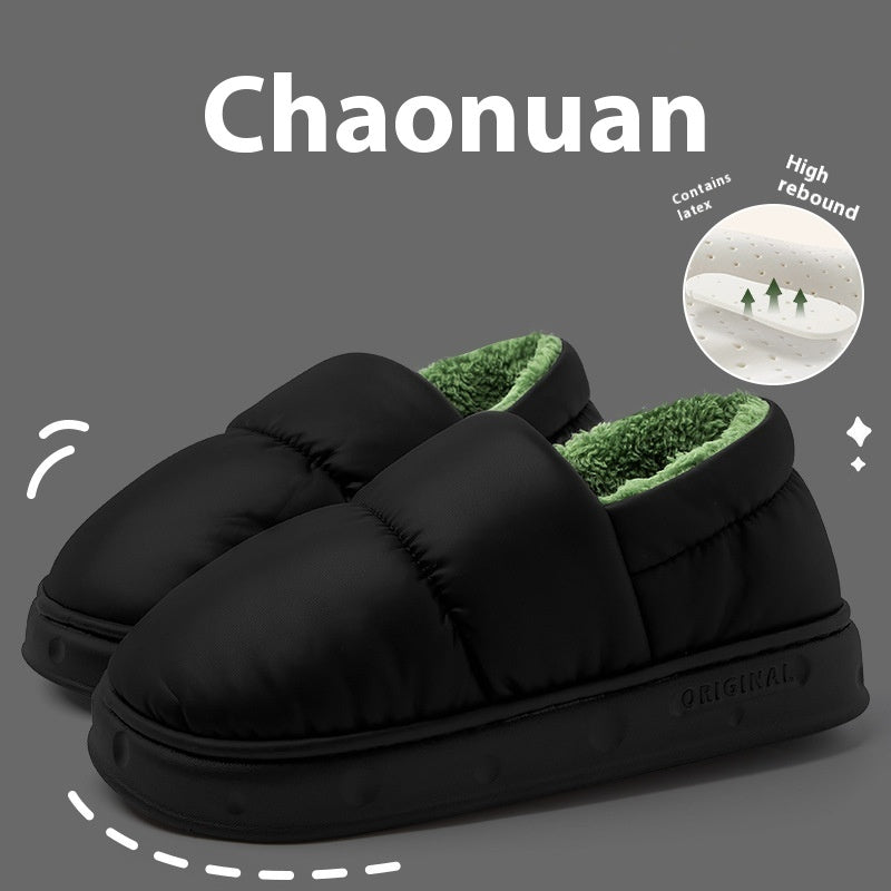 Women S Winter Waterproof Slippers Warm Plush Cotton Home Shoes Non Slip Indoor Flats For Bedroom