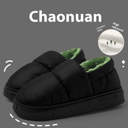 Women S Winter Waterproof Slippers Warm Plush Cotton Home Shoes Non Slip Indoor Flats For Bedroom