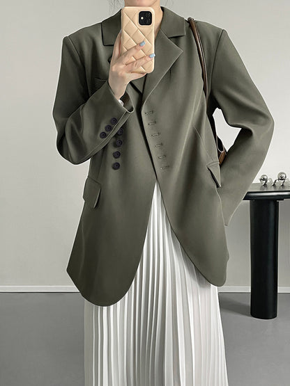 High-Grade Diagonal Button Blazer-Style Top – Blazer Outfits for Women & Chic Street Style