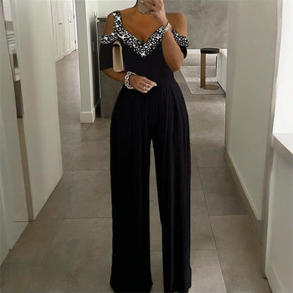 Elegant Rose Detail Jumpsuit Stylish One Piece Clubwear For Women