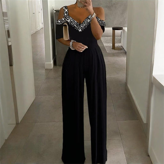 Elegant Rose Detail Jumpsuit Stylish One Piece Clubwear For Women
