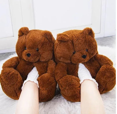 Unisex Bear & Capybara Cartoon Cotton Slippers – Cozy Indoor Winter Shoes