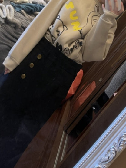 Women’s Cartoon Print Crewneck Sweater – Loose Sweet Style Pullover