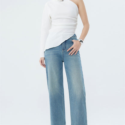 Fashion Personality Light Blue High-Waist Spring Jeans for Women