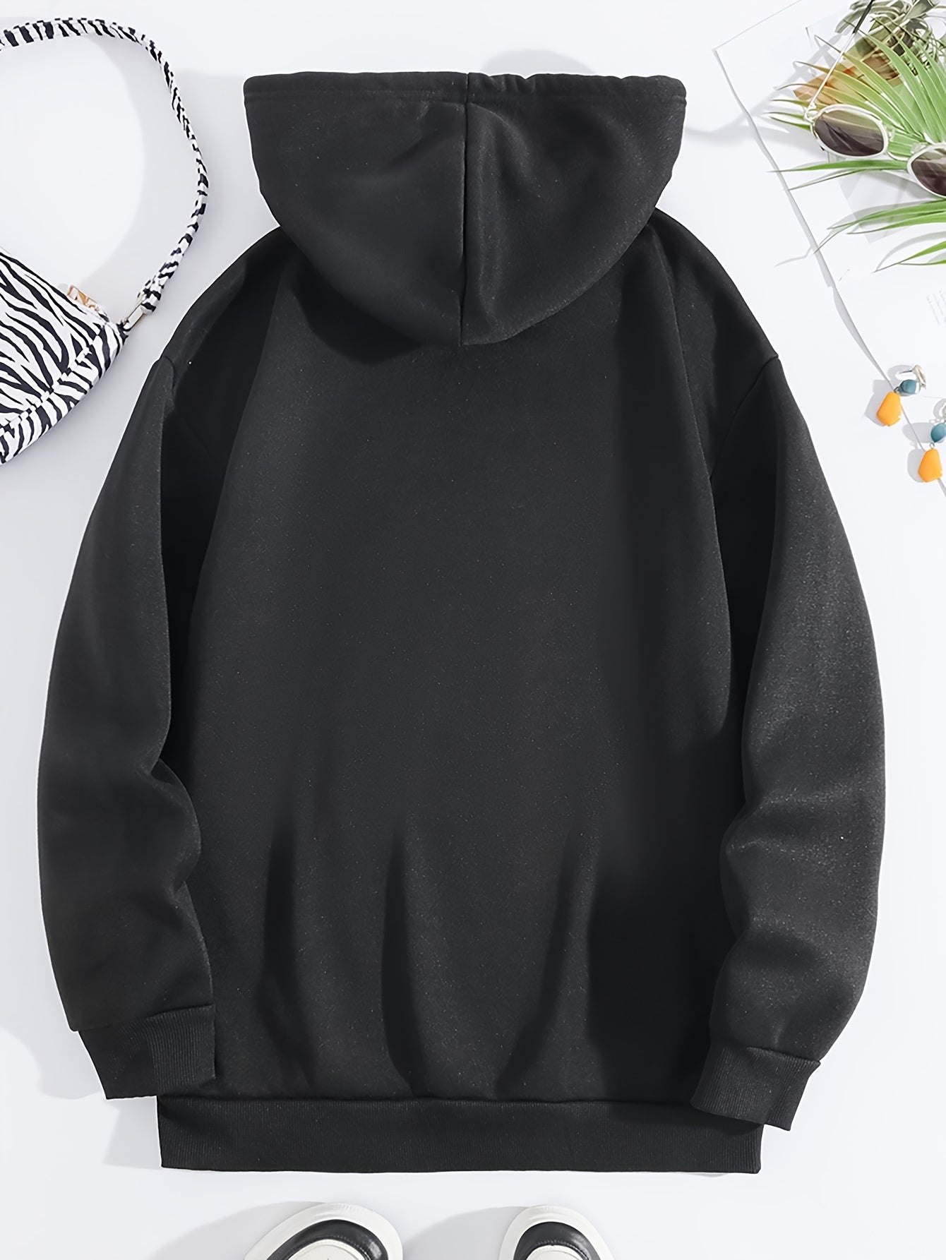 Plus Size CRAZY Print Hoodie – Women’s Casual Pullover Sweatshirt with Kangaroo Pocket for Fall/Winter