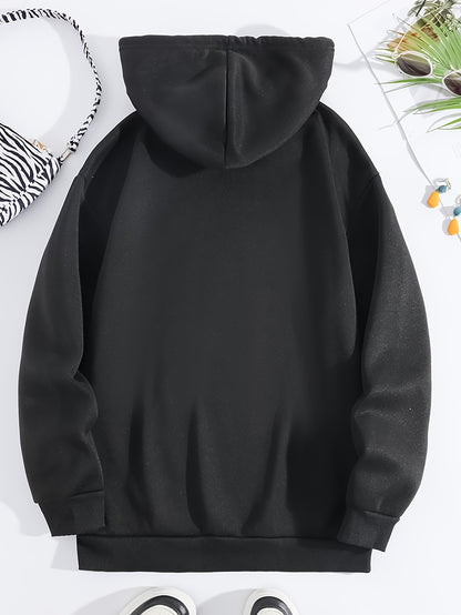 Plus Size CRAZY Print Hoodie – Women’s Casual Pullover Sweatshirt with Kangaroo Pocket for Fall/Winter