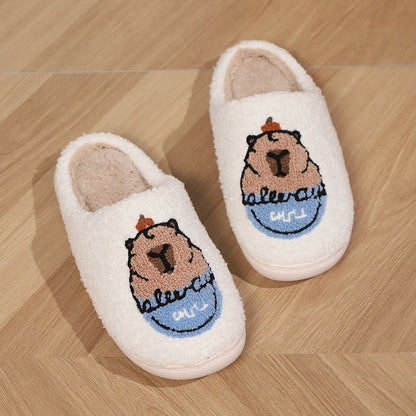 Women’s Capibala Cartoon Cotton Slippers – Cozy Indoor Winter Shoes