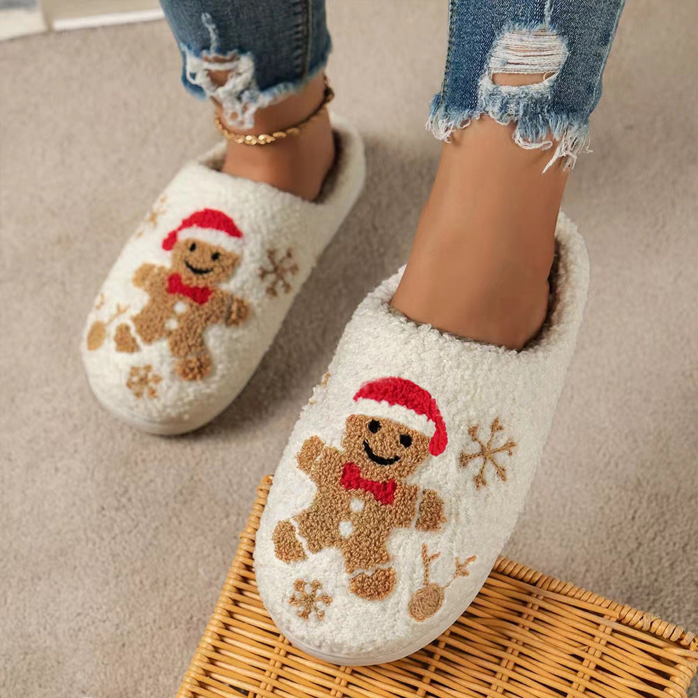 Christmas Fuzzy Snowflake Slippers – Warm Indoor House Shoes