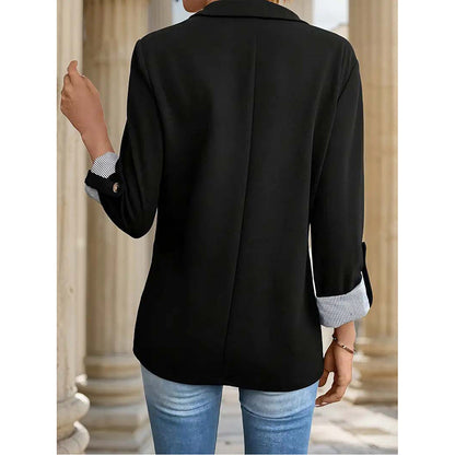 Striped V Neck Blazer Casual Office Fashion For 2024 Autumn With Pockets
