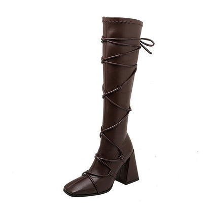 Cool Design Chunky Bottom Women Long Knee High Boots