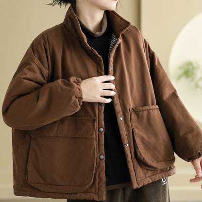 Womens Multi Side Pockets Plus Size Winter Coats