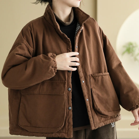 Womens Multi Side Pockets Plus Size Winter Coats